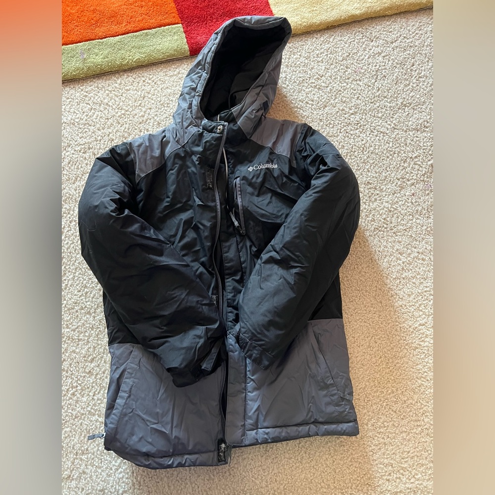 columbia black and grey ski jacket kids